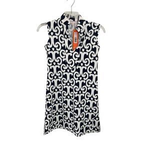 NWT Jude Connally Kristen Dress Ikat Navy Blue White Size XS